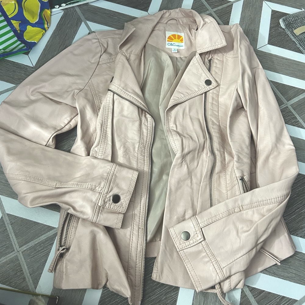 C&C California Pink Faux Leather Jacket
